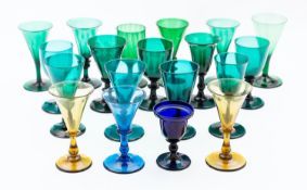 A group of fifteen green wineglasses and four others 19th century and later [19].
