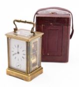 A late-Victorian French Corniche carriage clock the eight-day duration movement having a platform