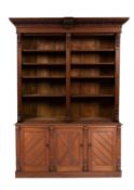 A Victorian oak cabinet bookcase,
