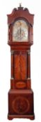 A mahogany moonphase longcase clock the eight-day duration movement striking the hours on a bell