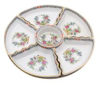A Herend porcelain seven-piece hors d'oeuvres set decorated in the 'Indian Basket' pattern,