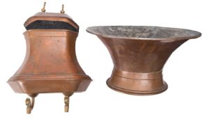 A copper wall mounting water cistern and basin, Low Countries,