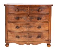 A Victorian mahogany bow front chest of drawers,