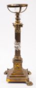 A Victorian gilt brass columnar table lamp,