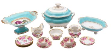A mixed lot of 19th century English porcelain comprising a Chamberlain's Worcester botanical