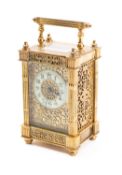 A French Victorian Carriage Clock having an eight-day duration timepiece movement with a platform