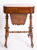 A Victorian walnut and marquetry sewing and writing table,
