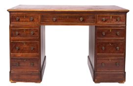 A Victorian mahogany pedestal desk,