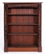 A Victorian mahogany open bookcase, perhaps Irish,