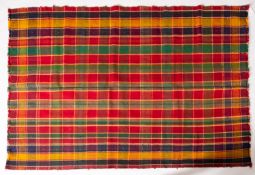 A Jajim kelim, the field with repeated rectangles in green, red, yellow and purple colours,