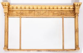 A Regency giltwood and composition framed overmantel mirror,