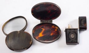 A Victorian tortoiseshell and white metal inlaid scent bottle case, late 19th century,