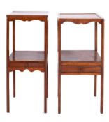 Two similar George III mahogany two-tier wash stands,