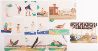 A group of 19th century Indian paintings on mica depicting, presentation and procession scenes,