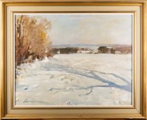 *Edward Wesson (British, 1910- 1983) - Winter on Mirrow Down - Oil on board - 43.5 x 56.