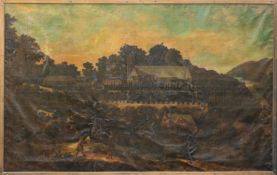 British School (18th Century) - An extensive landscape with a parish church and churchyard