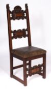 An Italian walnut and marquetry side chair,