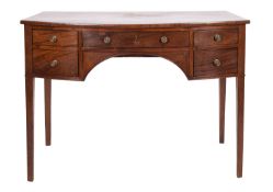 A Regency mahogany and line inlaid bowfront sideboard,