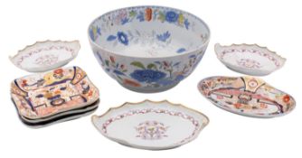 A mixed lot of ceramics including a large 19th century Ironstone punch bowl,