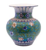 A Jaipur or Multan pottery vase, of oviform with raised flaring neck,