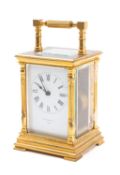 A French Victorian carriage clock with the eight-day duration timepiece movement having a platform