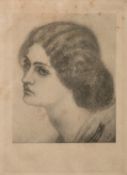 After William Morris (British, 1834-1896) - Portrait of Jane Morris, née Burden - Etching 9.5 x 7.