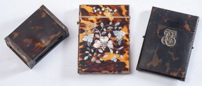 A Victorian tortoiseshell and mother-of-pearl card case, third quarter 19th century,