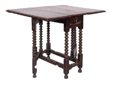A William & Mary oak gateleg table,