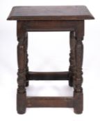 An oak joint stool in 17th century taste,