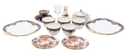 A mixed lot including a Sevres Louis-Philippe blue and gilt coffee can and saucer with crowned LP