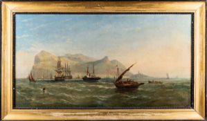 William Adolphus Knell (British, 1801-1875) - Extensive shipping off an Island,