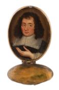 British/Dutch School, 18th Century - A miniature portrait of a Clergyman - Oil on copper - 6 x 4.