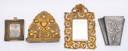 A gilt metal framed wall mirror in a late 17th century-style,