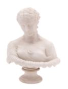 A James & Thomas Bevington parian bust of Clytie on socle base, impressed marks, circa 1870, 27cm.