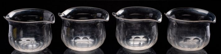 A set of eight early 19th century wineglass rinsers and ten similar rinsers the eight with slice