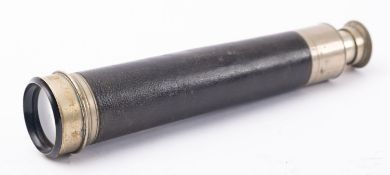 A leather cased three draw telescope, maker John Browning, London.