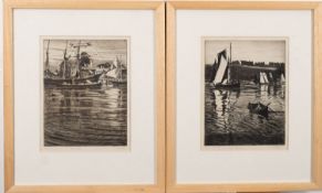 Thomas Todd Blaylock (1876-1929) 'Trawlers at Brixham' No. 5/100 and 'Poole Quay' No.