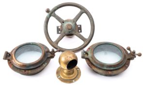 An 8 3/4 inch brass helm,