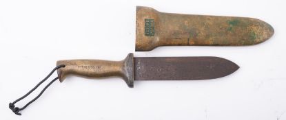 A brass and steel diver's knife, maker C E Heinke & Co Ltd,