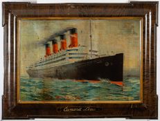 WITHDRAWN LOT An early 20th century tinplate 'Cunard Line' advertising sign: with central