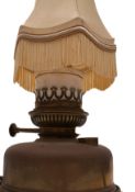 A Hinks brass ship's hanging lamp in salvaged condition: of inverted baluster outline with later