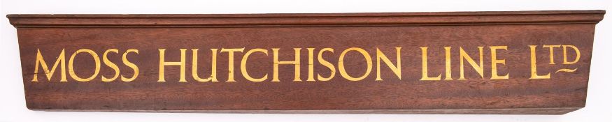 A mahogany office sign for the 'Moss Hutchinson Line, Ltd.