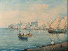 Albert Delia (Maltese, 1934-) View of Port Valletta,