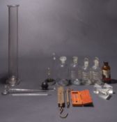 Two Leslie differential air thermometers, both unsigned, together with three glass prisms,