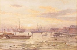 Martin Snape (British, 1874-1901) - Near the docks at low tide - Watercolour - 20.5 x 30.