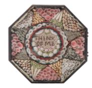 A 19th-century sailor's double shell valentine, worked in coloured shells,