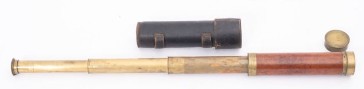 A 19th century mahogany and brass three draw telescope, maker Watson, Charing Cross, London,