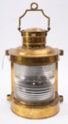 A brass toplight, unsigned,(late electrical conversion) 51cm handle raised.