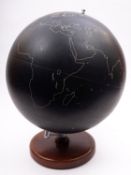 A Philips' 19 inch 'Slates' Surface Globe, with sliver plated mounted on a circular mahogany socle,