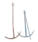 An Admiralty pattern anchor, over painted blue,